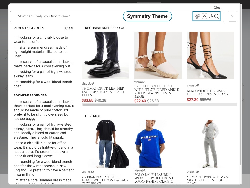 shopperGPT search inside the paid Symmetry storefront theme